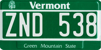 VT license plate ZND538