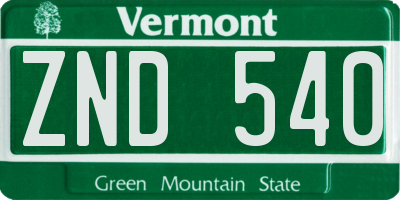 VT license plate ZND540