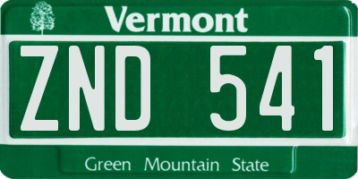 VT license plate ZND541