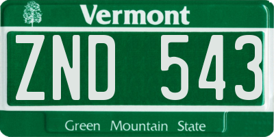 VT license plate ZND543