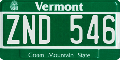 VT license plate ZND546