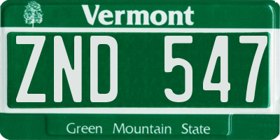VT license plate ZND547