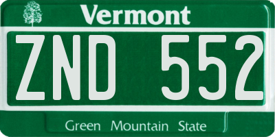 VT license plate ZND552