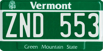 VT license plate ZND553