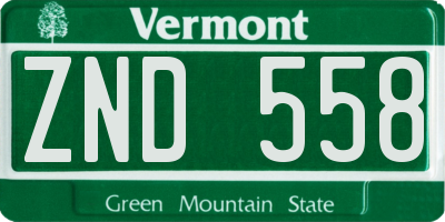 VT license plate ZND558