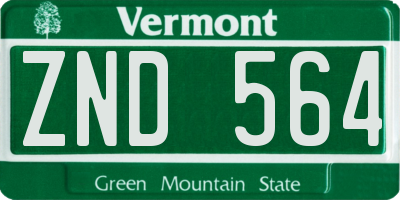 VT license plate ZND564