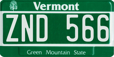 VT license plate ZND566