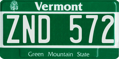 VT license plate ZND572
