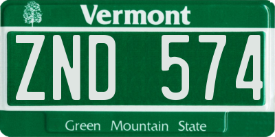 VT license plate ZND574