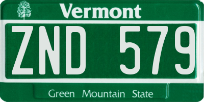 VT license plate ZND579