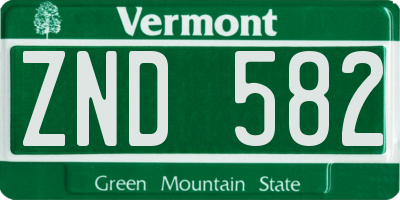 VT license plate ZND582