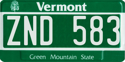 VT license plate ZND583