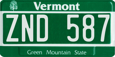 VT license plate ZND587