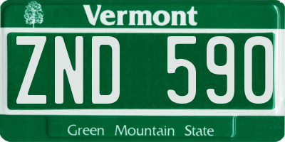 VT license plate ZND590