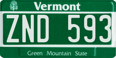 VT license plate ZND593