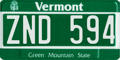 VT license plate ZND594