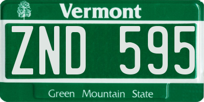 VT license plate ZND595