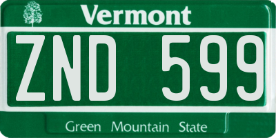VT license plate ZND599