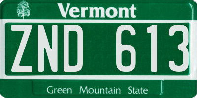 VT license plate ZND613