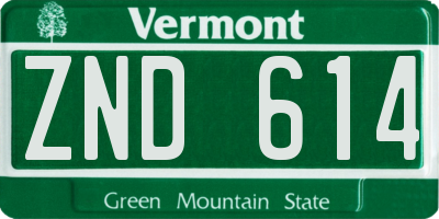 VT license plate ZND614