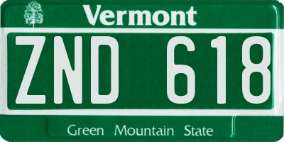 VT license plate ZND618