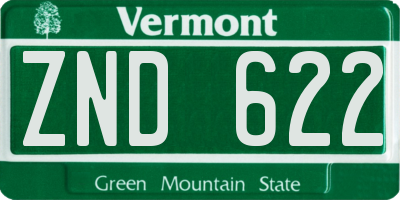 VT license plate ZND622