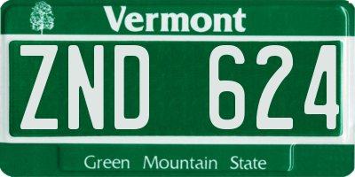 VT license plate ZND624