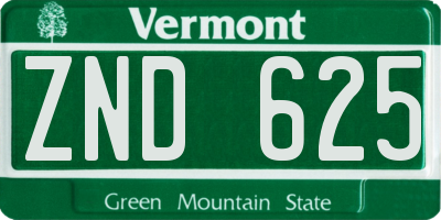 VT license plate ZND625