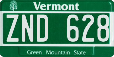 VT license plate ZND628