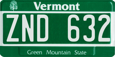 VT license plate ZND632