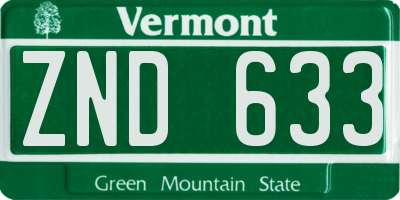 VT license plate ZND633
