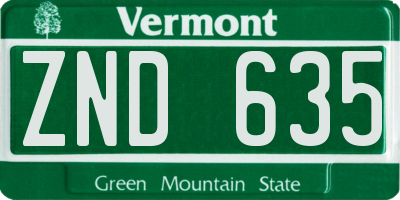 VT license plate ZND635