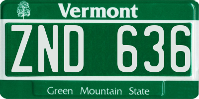 VT license plate ZND636