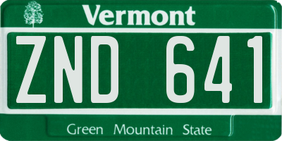 VT license plate ZND641