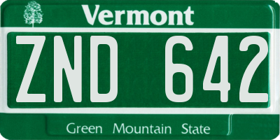 VT license plate ZND642