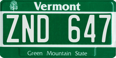 VT license plate ZND647