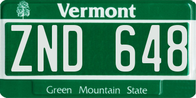 VT license plate ZND648