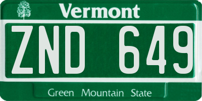 VT license plate ZND649
