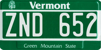 VT license plate ZND652