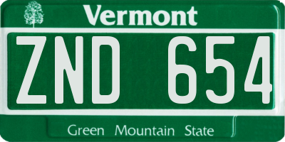 VT license plate ZND654