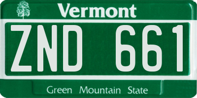 VT license plate ZND661