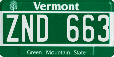 VT license plate ZND663