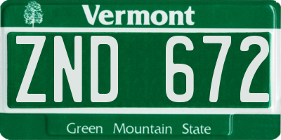 VT license plate ZND672