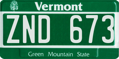 VT license plate ZND673