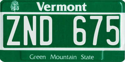 VT license plate ZND675