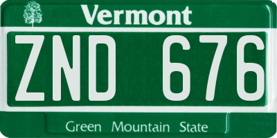 VT license plate ZND676