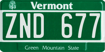 VT license plate ZND677