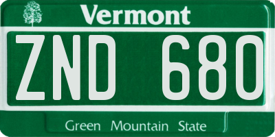 VT license plate ZND680