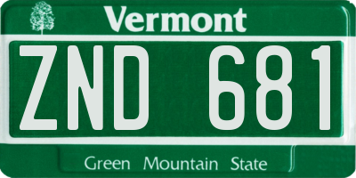 VT license plate ZND681