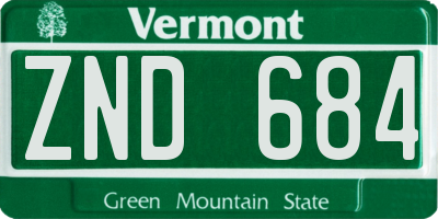 VT license plate ZND684